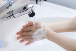 うさぎがなめる前にハンドクリームや化粧品を落とす