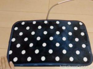 うさぎ用ヒーターの上に100均で買ったクッションを重ねる